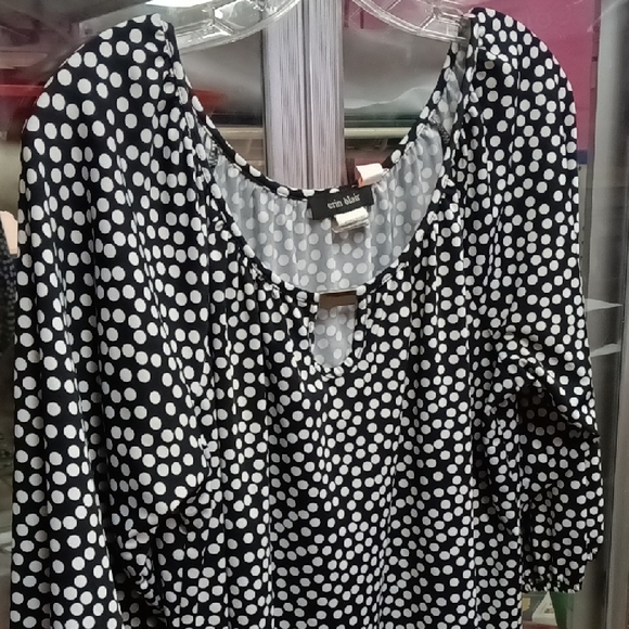 Anne Klein Polka Dot Women's Blouse - Black and White - Picture 3 of 4